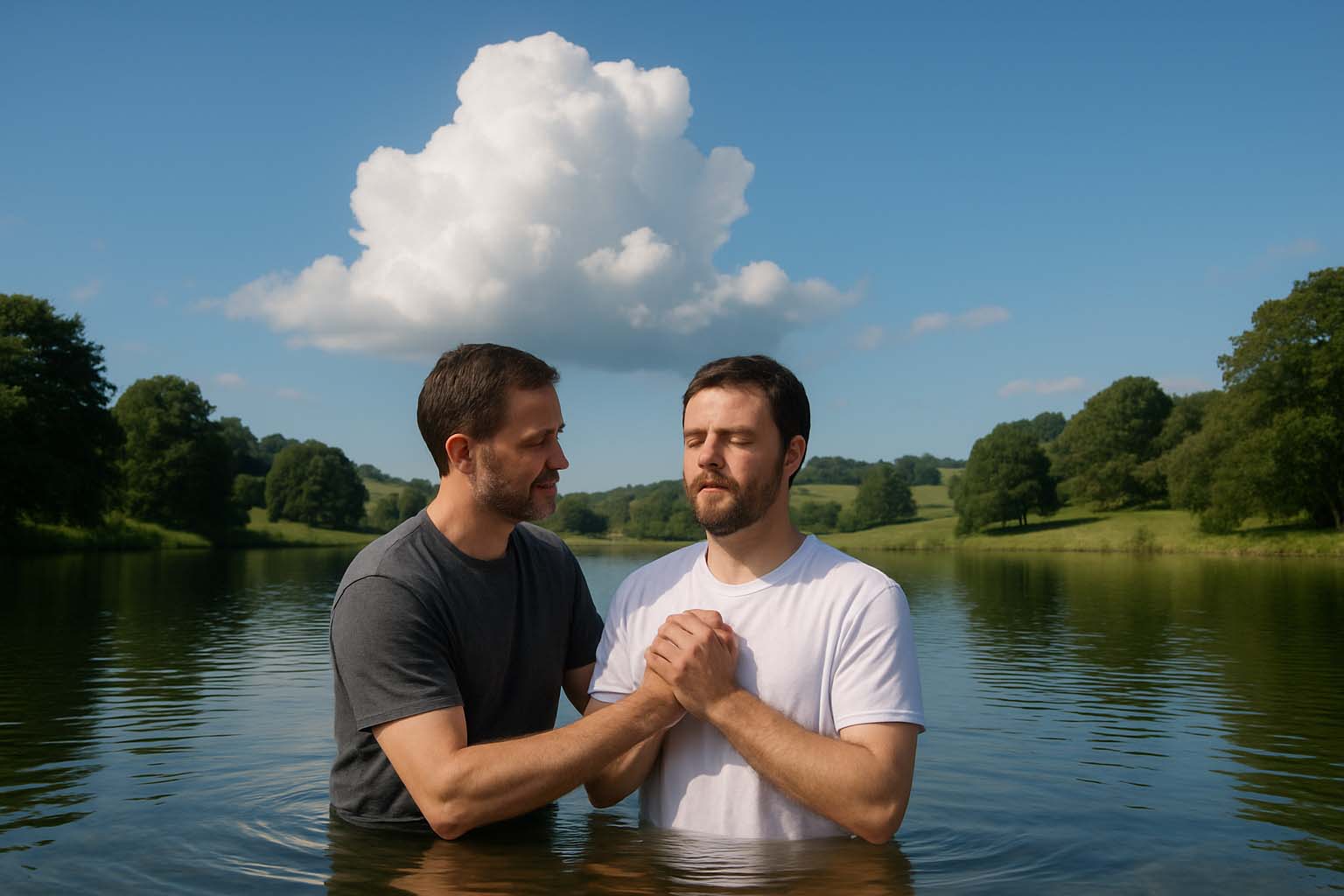 Image of a water baptism.